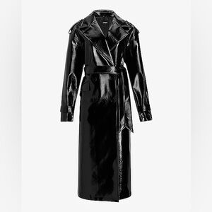 EXPRESS Faux Patent Leather Belted Trench Coat